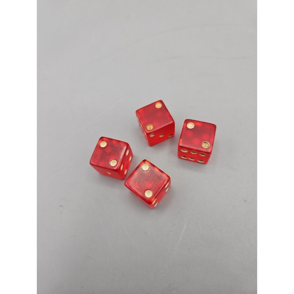 Lot of 4 Vintage Cherry Red Bakelite Dice  Cherry Translucent